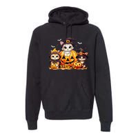 Halloween Cat Pumpkin Spooky Season Gift Premium Hoodie