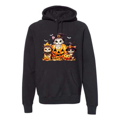 Halloween Cat Pumpkin Spooky Season Gift Premium Hoodie