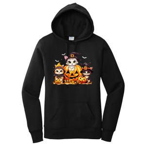 Halloween Cat Pumpkin Spooky Season Gift Women's Pullover Hoodie