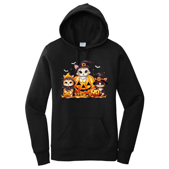 Halloween Cat Pumpkin Spooky Season Gift Women's Pullover Hoodie