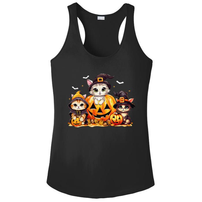 Halloween Cat Pumpkin Spooky Season Gift Ladies PosiCharge Competitor Racerback Tank