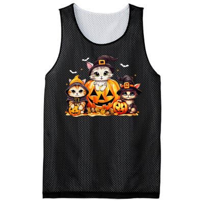 Halloween Cat Pumpkin Spooky Season Gift Mesh Reversible Basketball Jersey Tank