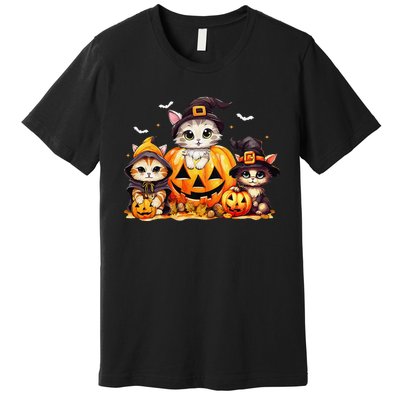 Halloween Cat Pumpkin Spooky Season Gift Premium T-Shirt