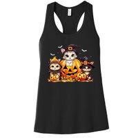 Halloween Cat Pumpkin Spooky Season Gift Women's Racerback Tank