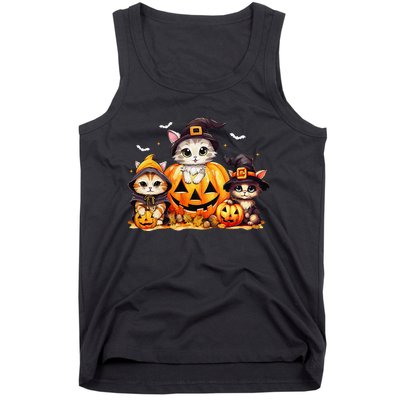 Halloween Cat Pumpkin Spooky Season Gift Tank Top