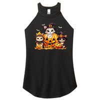 Halloween Cat Pumpkin Spooky Season Gift Women's Perfect Tri Rocker Tank