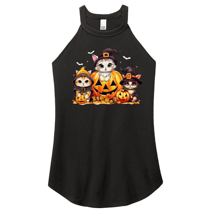 Halloween Cat Pumpkin Spooky Season Gift Women's Perfect Tri Rocker Tank