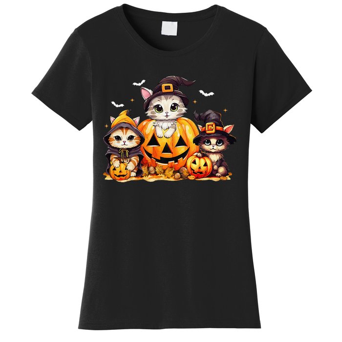 Halloween Cat Pumpkin Spooky Season Gift Women's T-Shirt