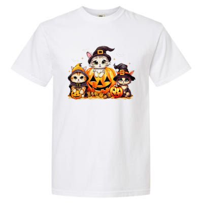 Halloween Cat Pumpkin Spooky Season Gift Garment-Dyed Heavyweight T-Shirt