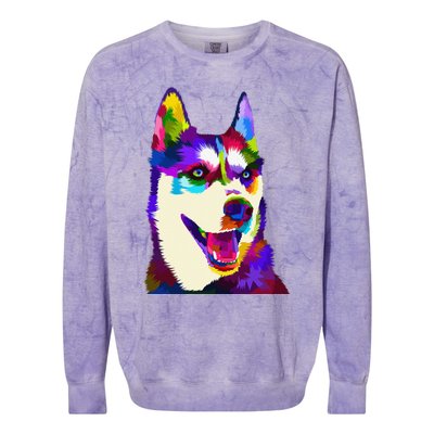 Husky Colorful Pop Art Portrait For Dog Owners Chukcha Sibe Colorblast Crewneck Sweatshirt