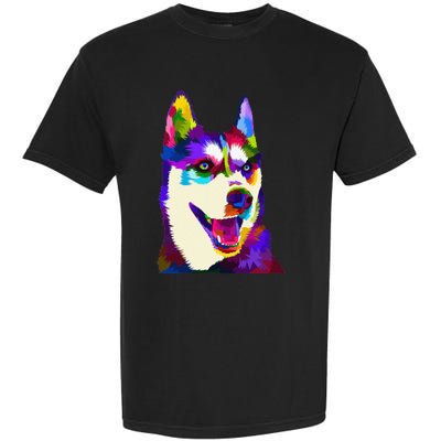 Husky Colorful Pop Art Portrait For Dog Owners Chukcha Sibe Garment-Dyed Heavyweight T-Shirt