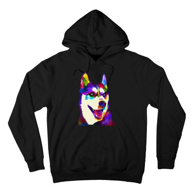 Husky Colorful Pop Art Portrait For Dog Owners Chukcha Sibe Hoodie