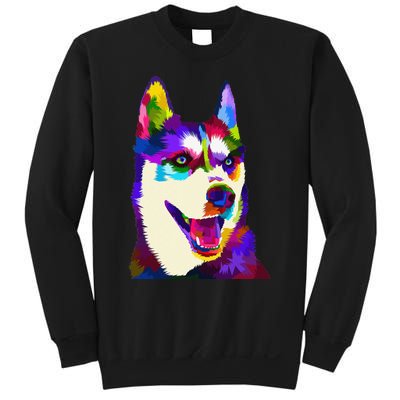 Husky Colorful Pop Art Portrait For Dog Owners Chukcha Sibe Sweatshirt