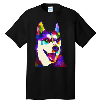 Husky Colorful Pop Art Portrait For Dog Owners Chukcha Sibe Tall T-Shirt