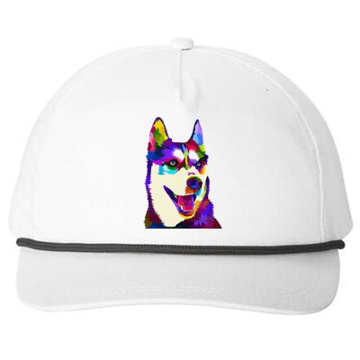 Husky Colorful Pop Art Portrait For Dog Owners Chukcha Sibe Snapback Five-Panel Rope Hat