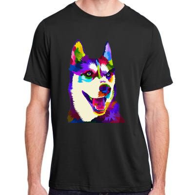 Husky Colorful Pop Art Portrait For Dog Owners Chukcha Sibe Adult ChromaSoft Performance T-Shirt