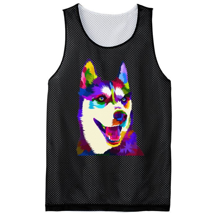 Husky Colorful Pop Art Portrait For Dog Owners Chukcha Sibe Mesh Reversible Basketball Jersey Tank