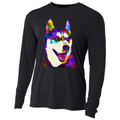 Husky Colorful Pop Art Portrait For Dog Owners Chukcha Sibe Cooling Performance Long Sleeve Crew