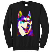 Husky Colorful Pop Art Portrait For Dog Owners Chukcha Sibe Tall Sweatshirt