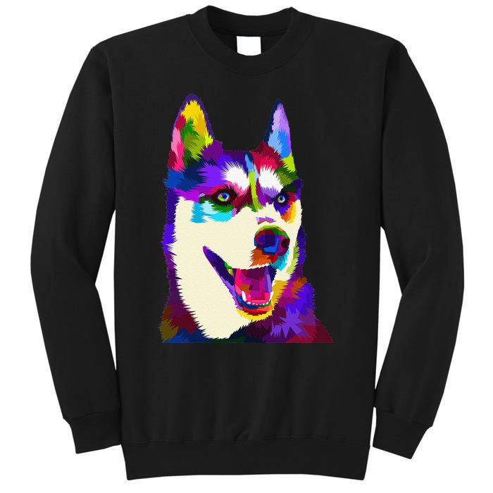 Husky Colorful Pop Art Portrait For Dog Owners Chukcha Sibe Tall Sweatshirt