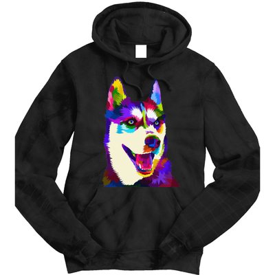 Husky Colorful Pop Art Portrait For Dog Owners Chukcha Sibe Tie Dye Hoodie