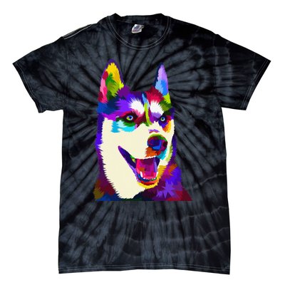 Husky Colorful Pop Art Portrait For Dog Owners Chukcha Sibe Tie-Dye T-Shirt