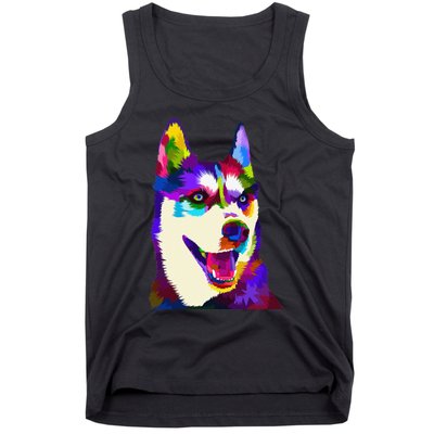 Husky Colorful Pop Art Portrait For Dog Owners Chukcha Sibe Tank Top