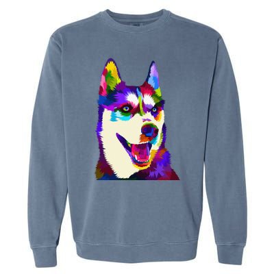 Husky Colorful Pop Art Portrait For Dog Owners Chukcha Sibe Garment-Dyed Sweatshirt