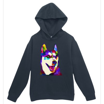 Husky Colorful Pop Art Portrait For Dog Owners Chukcha Sibe Urban Pullover Hoodie