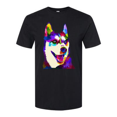 Husky Colorful Pop Art Portrait For Dog Owners Chukcha Sibe Softstyle CVC T-Shirt