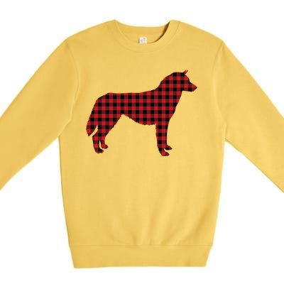 Husky Christmas Plaid Lumberjack Image Gift Cute Gift Premium Crewneck Sweatshirt