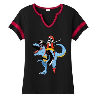 Halloween Costume Pirate Skeleton Dinosaur Trex Gift Ladies Halftime Notch Neck Tee