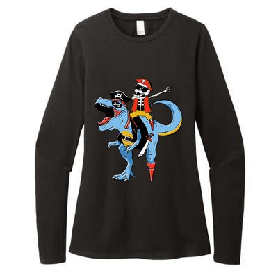 Halloween Costume Pirate Skeleton Dinosaur Trex Gift Womens CVC Long Sleeve Shirt