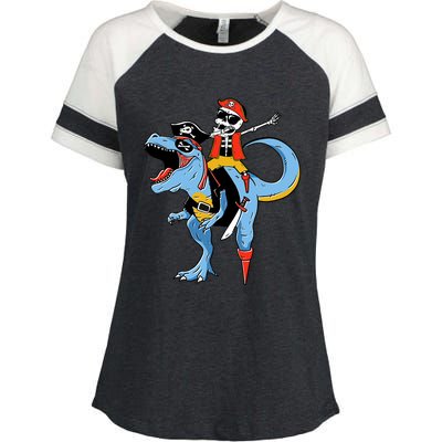 Halloween Costume Pirate Skeleton Dinosaur Trex Gift Enza Ladies Jersey Colorblock Tee