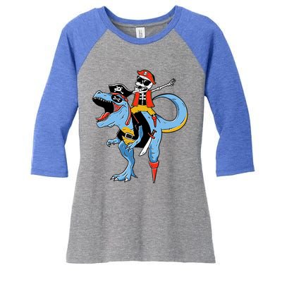 Halloween Costume Pirate Skeleton Dinosaur Trex Gift Women's Tri-Blend 3/4-Sleeve Raglan Shirt