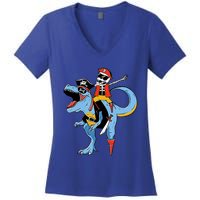 Halloween Costume Pirate Skeleton Dinosaur Trex Gift Women's V-Neck T-Shirt