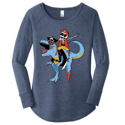 Halloween Costume Pirate Skeleton Dinosaur Trex Gift Women's Perfect Tri Tunic Long Sleeve Shirt