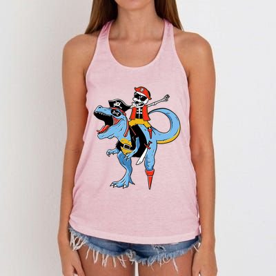 Halloween Costume Pirate Skeleton Dinosaur Trex Gift Women's Knotted Racerback Tank