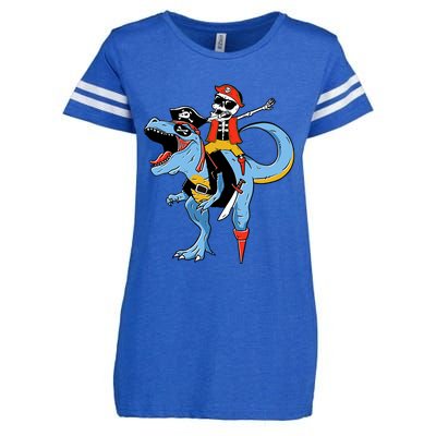 Halloween Costume Pirate Skeleton Dinosaur Trex Gift Enza Ladies Jersey Football T-Shirt