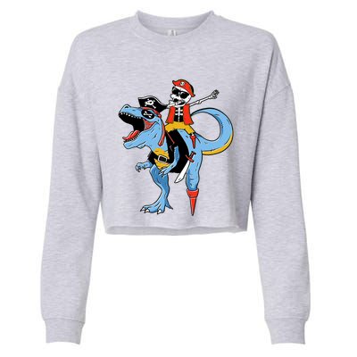 Halloween Costume Pirate Skeleton Dinosaur Trex Gift Cropped Pullover Crew