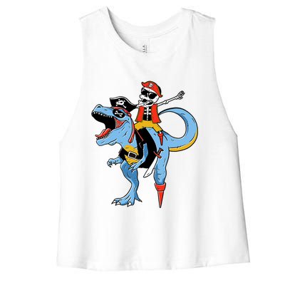 Halloween Costume Pirate Skeleton Dinosaur Trex Gift Women's Racerback Cropped Tank