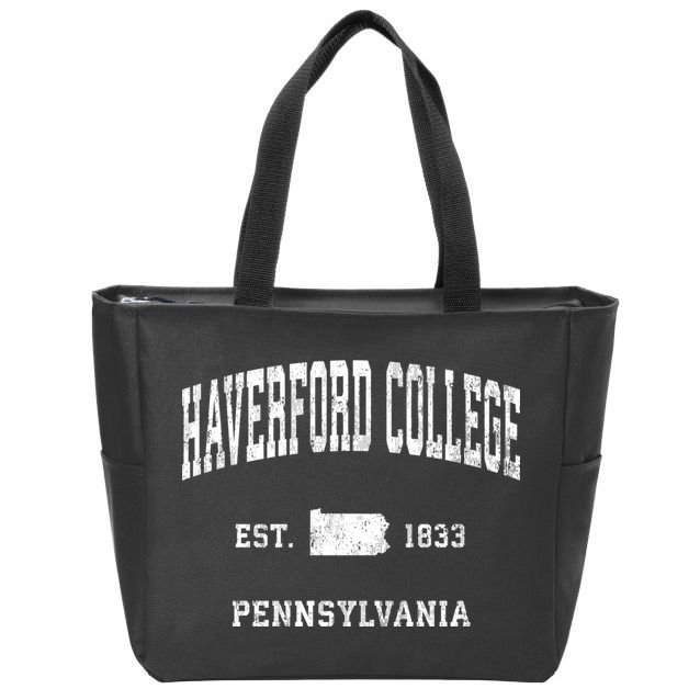 Haverford College Pennsylvania Pa Vintage Athletic Sports Zip Tote Bag