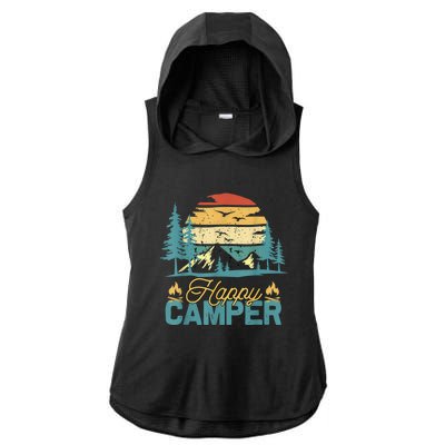 Happy Camper Retro Vintage Funny Matching Camping Crew Ladies PosiCharge Tri-Blend Wicking Draft Hoodie Tank