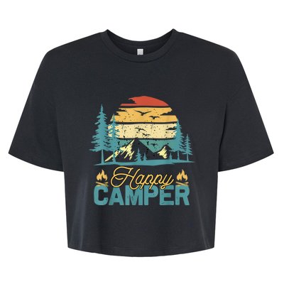 Happy Camper Retro Vintage Funny Matching Camping Crew Bella+Canvas Jersey Crop Tee