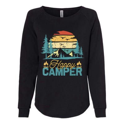 Happy Camper Retro Vintage Funny Matching Camping Crew Womens California Wash Sweatshirt