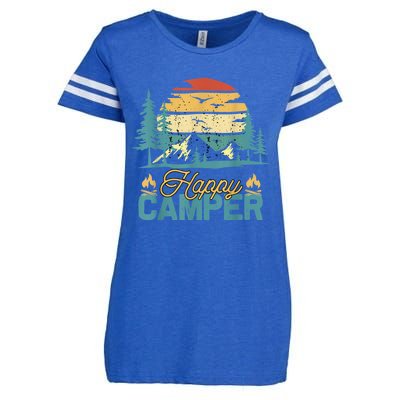 Happy Camper Retro Vintage Funny Matching Camping Crew Enza Ladies Jersey Football T-Shirt