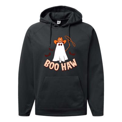 Halloween Cowboy Retro Boo Haw Performance Fleece Hoodie