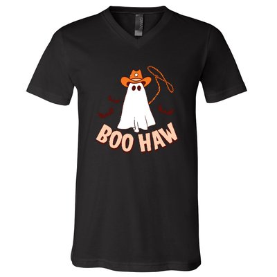 Halloween Cowboy Retro Boo Haw V-Neck T-Shirt