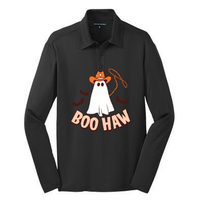 Halloween Cowboy Retro Boo Haw Silk Touch Performance Long Sleeve Polo