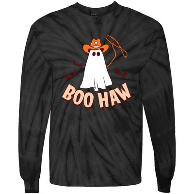 Halloween Cowboy Retro Boo Haw Tie-Dye Long Sleeve Shirt